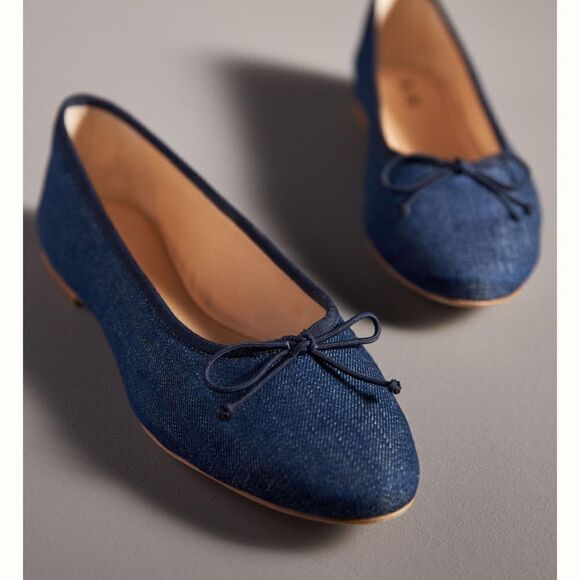 Maeve Sabina ballet flat in BLUE DENIM Anthropologie NEW
